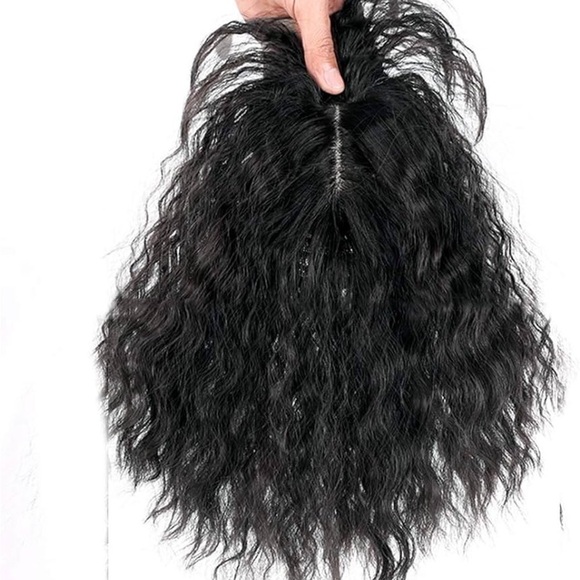 Fluffy Curly Hair Topper 11” Full Head Top Hair Piece Clip in With Bangs - Picture 2 of 9